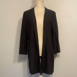 Eileen Fisher Charcoal Gray Open Front Drape Cardigan Jacket Size XL